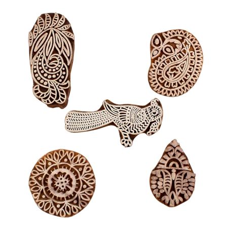 Set of 5 Piece New Mix Wooden Printing Blocks